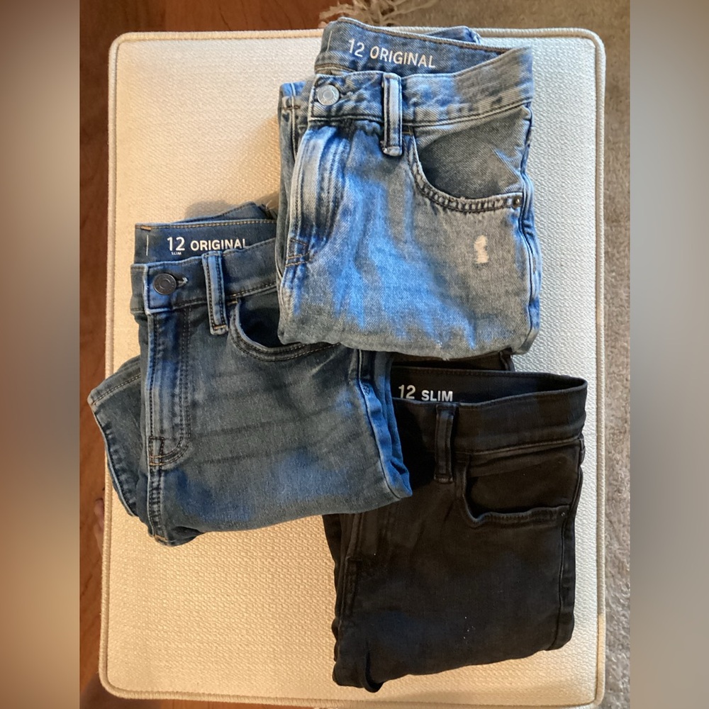 3 pairs of GAP jeans size 12. Original and Slim fits.